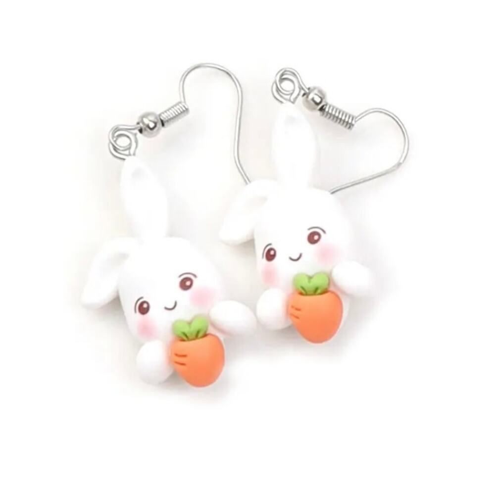 Bunny Rabbit Carrot Dangle Earring Pair - Picture 10 of 10
